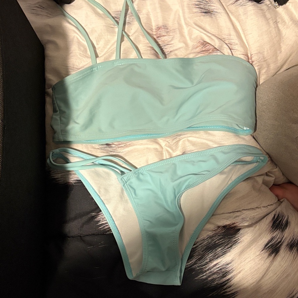 Target Women's Light Blue Strappy Bandeau Bikini Set